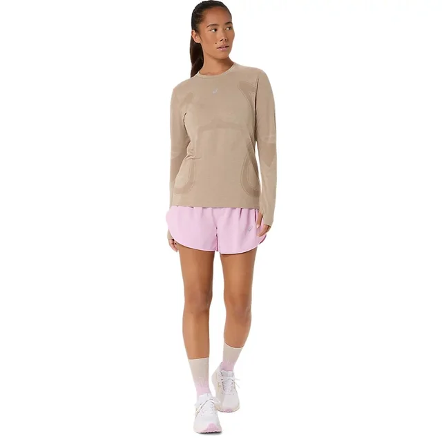 Asics W Trøye LS Road Seamless M Teknisk topp med ACTIBREEZE - Greige 