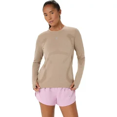 Asics W Trøye LS Road Seamless M Teknisk topp med ACTIBREEZE - Greige