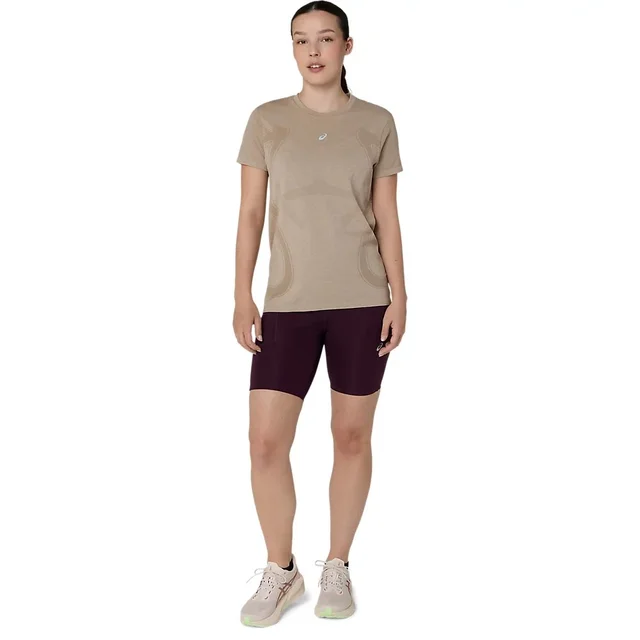 Asics W Trøye SS Road Seamless M Pustende topp til daglig løping - Greige 