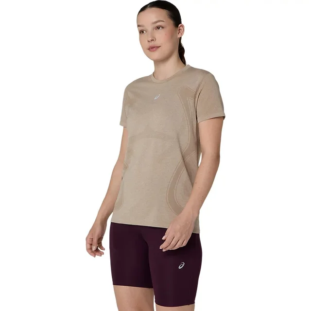 Asics W Trøye SS Road Seamless M Pustende topp til daglig løping - Greige 