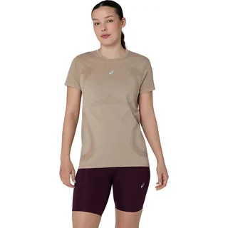 Asics W Trøye SS Road Seamless Pustende topp til daglig løping - Greige