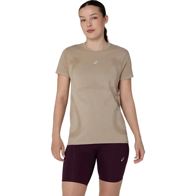 Asics W Trøye SS Road Seamless M Pustende topp til daglig løping - Greige 