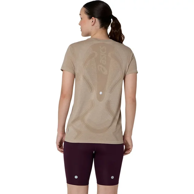 Asics W Trøye SS Road Seamless M Pustende topp til daglig løping - Greige 