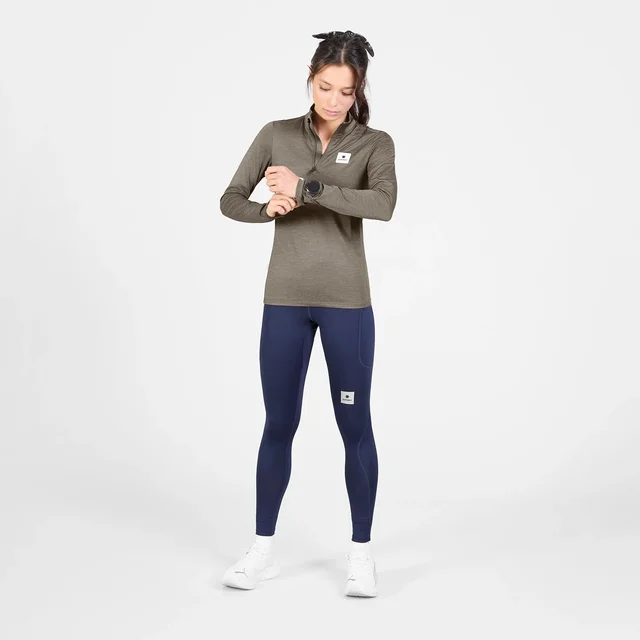 SAYSKY W Trøye LS Pace Half Zip S Langermet løpetrøye med half zip - TAUPE 