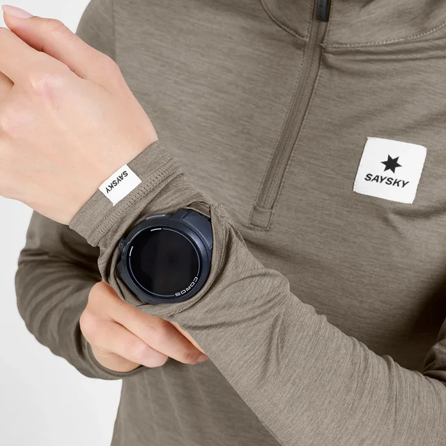 SAYSKY W Trøye LS Pace Half Zip S Langermet løpetrøye med half zip - TAUPE 