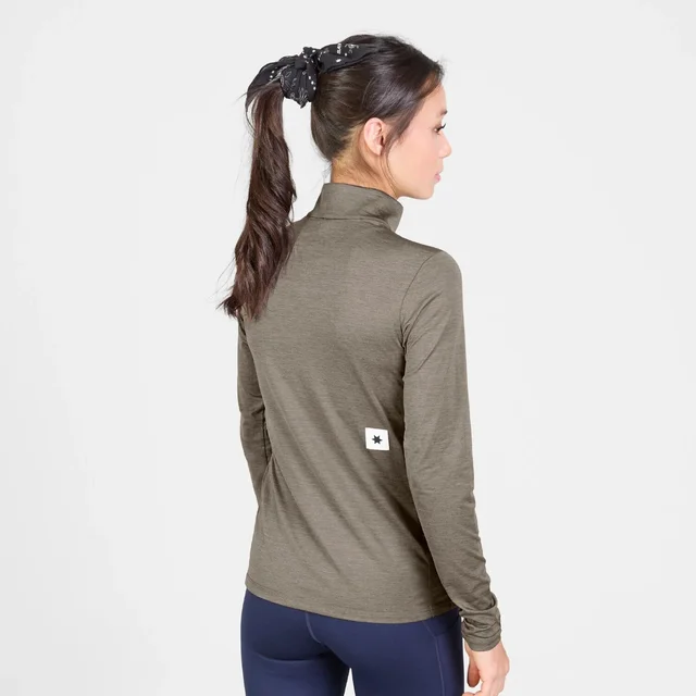 SAYSKY W Trøye LS Pace Half Zip S Langermet løpetrøye med half zip - TAUPE 