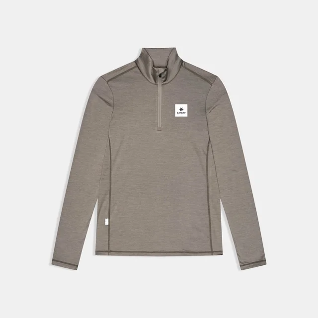 SAYSKY W Trøye LS Pace Half Zip S Langermet løpetrøye med half zip - TAUPE 