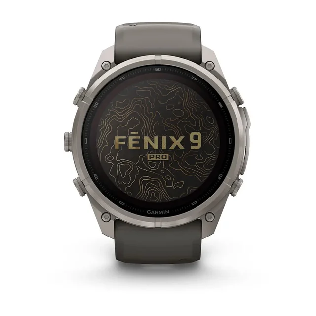 Garmin Fenix 9 Pro In Reach Solar 51mm Titan med steingrå silikonrem 
