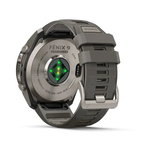 Garmin Fenix 9 Pro In Reach Solar 51mm Titan med steingrå silikonrem 