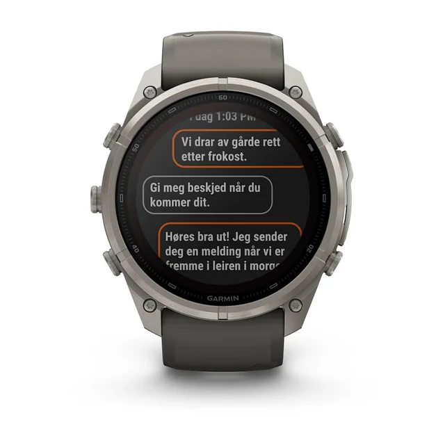 Garmin Fenix 9 Pro In Reach Solar 51mm Titan med steingrå silikonrem 