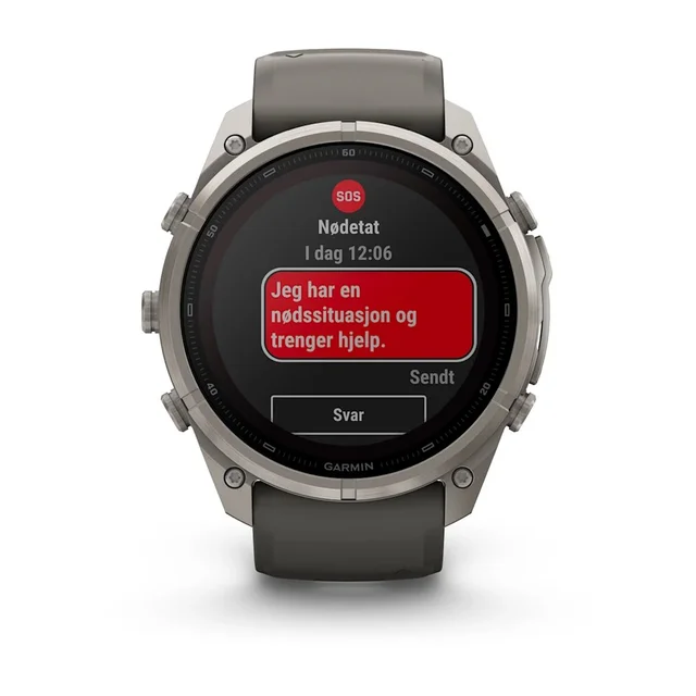 Garmin Fenix 9 Pro In Reach Solar 51mm Titan med steingrå silikonrem 