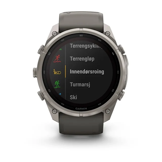 Garmin Fenix 9 Pro In Reach Solar 51mm Titan med steingrå silikonrem 