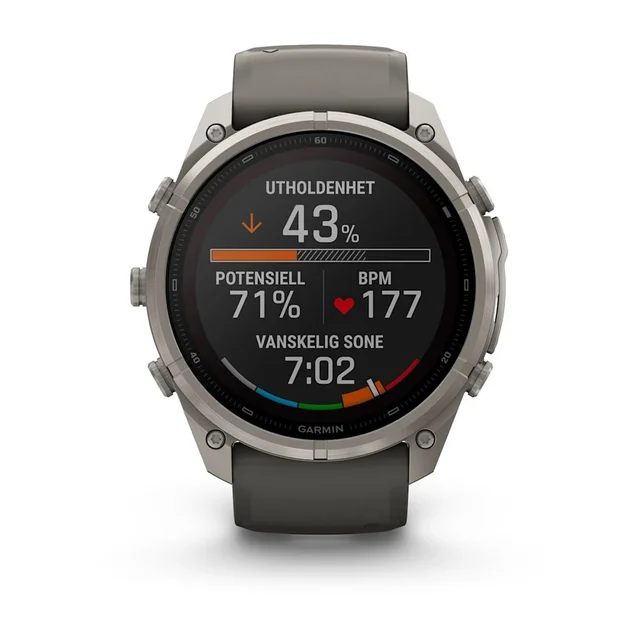 Garmin Fenix 9 Pro In Reach Solar 51mm Titan med steingrå silikonrem 