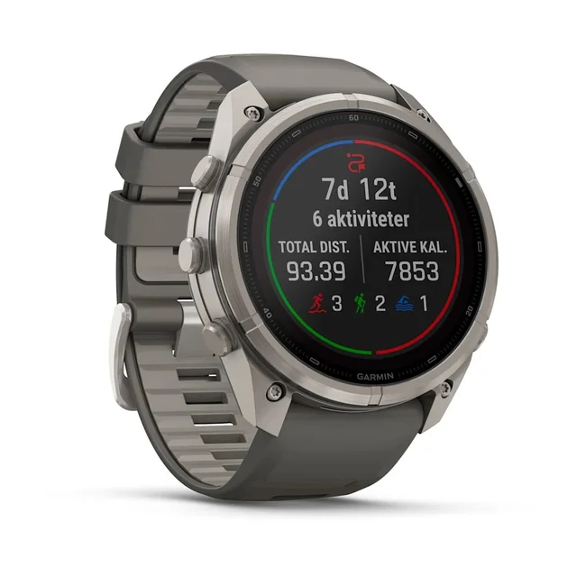 Garmin Fenix 9 Pro In Reach Solar 51mm Titan med steingrå silikonrem 
