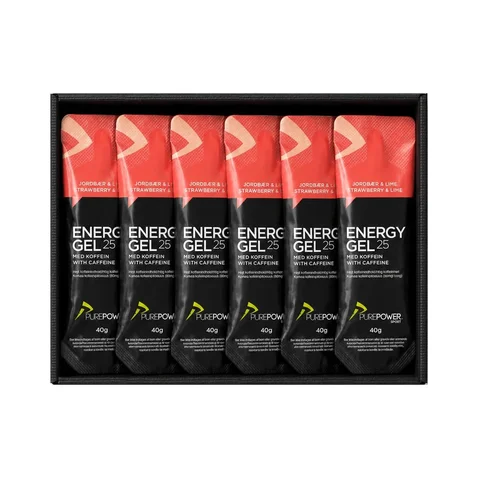 PurePower Energy Gel Jordbær/Lime 12 stk Energigel til trening og konkurranse 40g