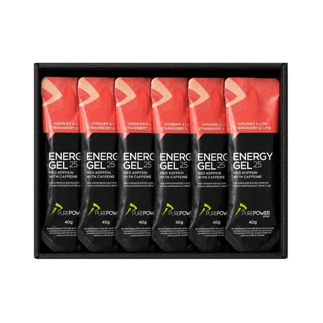 PurePower Energy Gel Jordbær/Lime 12 stk Energigel til trening og konkurranse 40g 
