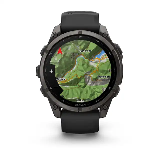 Garmin Fenix 9 47mm Karbongrå DLC-titan med sort silikonrem 