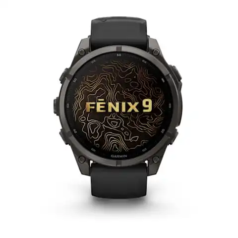Garmin Fenix 9 47mm Karbongrå DLC-titan med sort silikonrem 