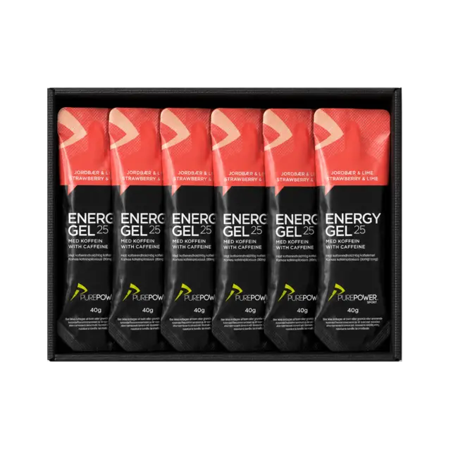 PurePower Energy Gel Jordbær/Lime 12 stk Energigel til trening og konkurranse 40g 