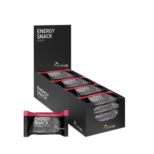 PurePower Energibar Bringebærsmak 12 stk Velsmakende energibar, 60gx12 i eske 