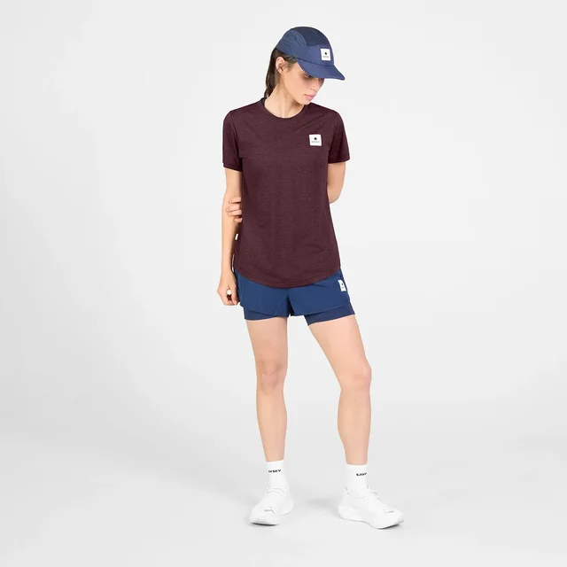 SAYSKY W Trøye SS Clean Combat Pro S Pustende t-skjorte til løping - Burgundy 