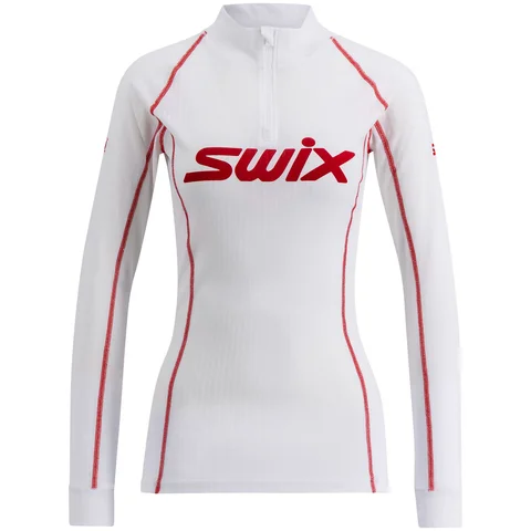 Swix Dame Trøye HZ RaceX Classic Half zip superundertøy - Bright white/sr