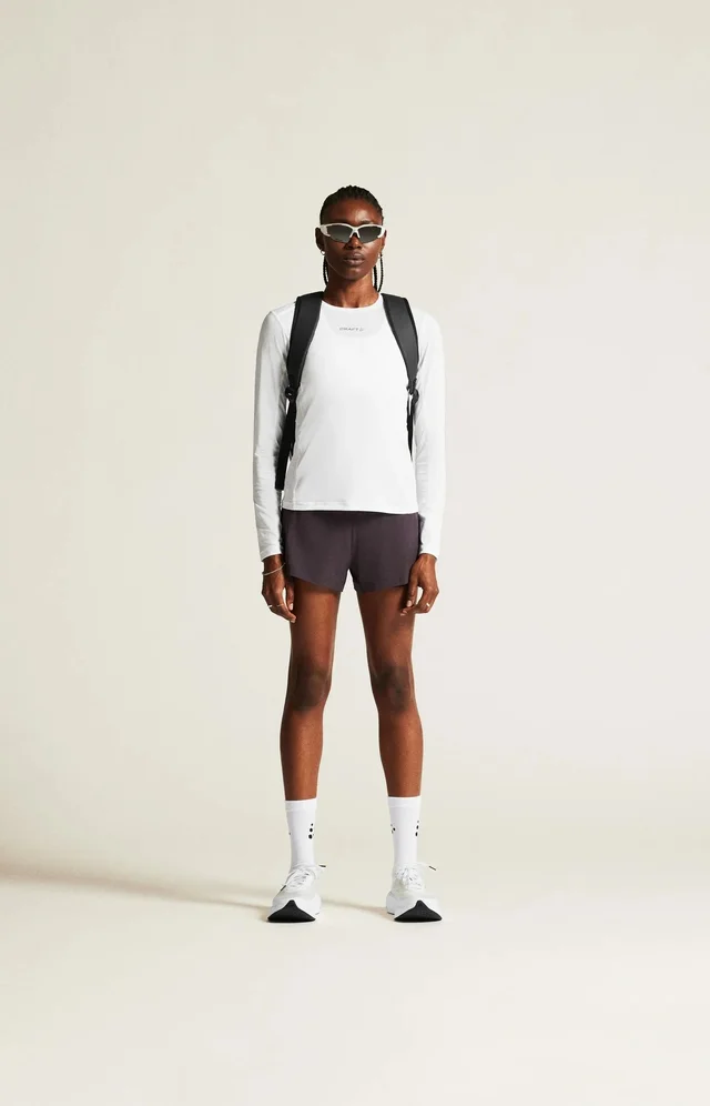 Craft Dame Trøye LS Adv Essence 2 M Langermet treningstrøye med mesh - white 