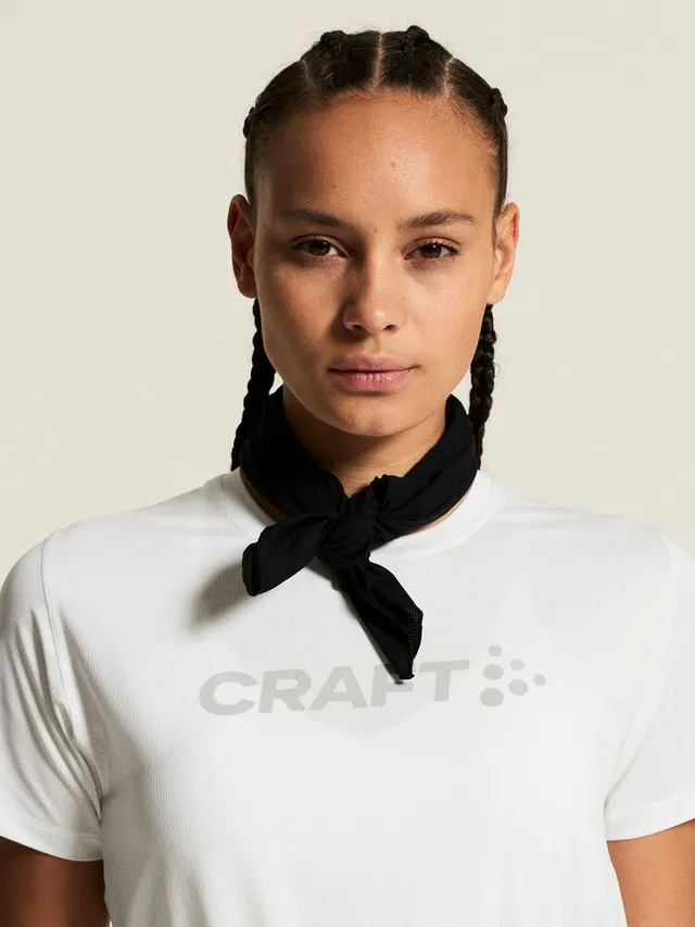 Craft Dame Trøye SS Essence Logo 2 M Myk treningstrøye med mesh - White 