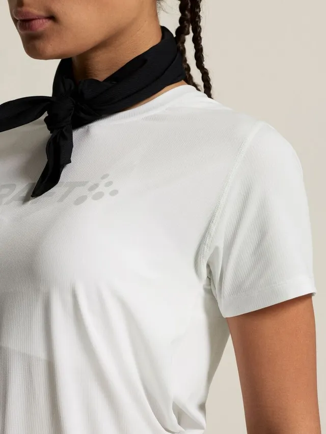 Craft Dame Trøye SS Essence Logo 2 M Myk treningstrøye med mesh - White 