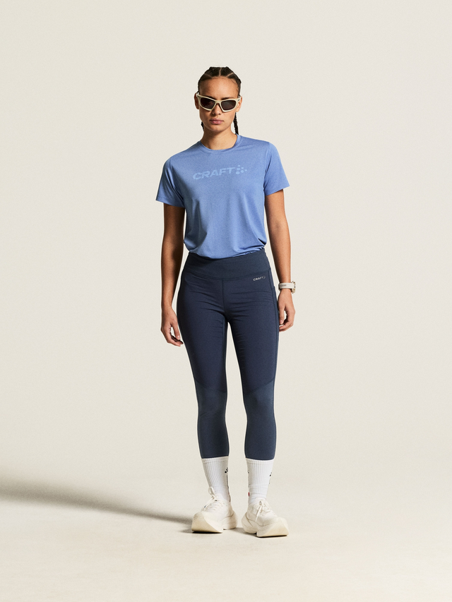 Craft Dame Trøye SS Essence Logo 2 XS Myk treningstrøye med mesh - Blue Bell 