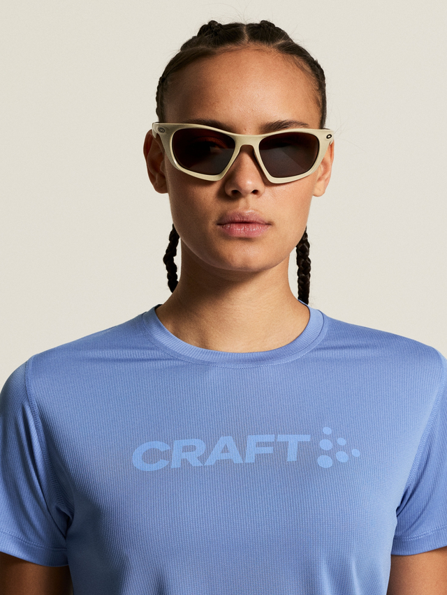 Craft Dame Trøye SS Essence Logo 2 XS Myk treningstrøye med mesh - Blue Bell 