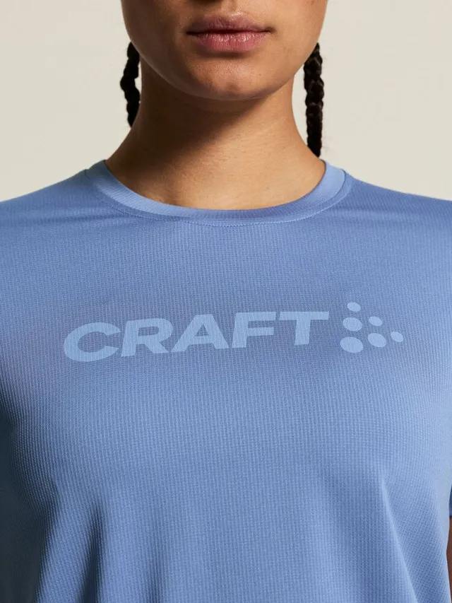 Craft Dame Trøye SS Essence Logo 2 XS Myk treningstrøye med mesh - Blue Bell 