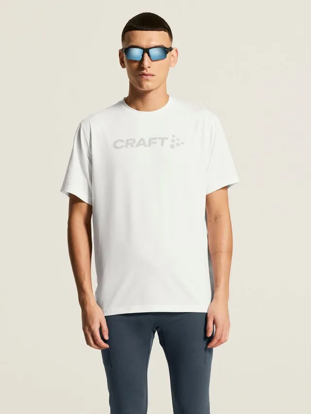 Craft Herre Trøye SS Essence Logo 2 M Myk funksjonell treningstrøye - White 