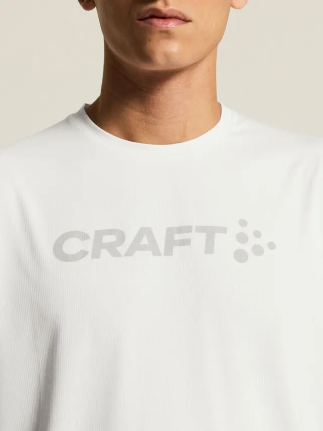 Craft Herre Trøye SS Essence Logo 2 M Myk funksjonell treningstrøye - White 