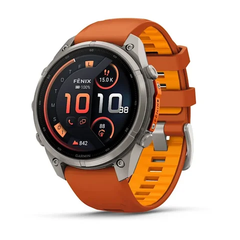 Garmin Fenix 9 Pro In Reach 47mm Titan med høstoransje/oransje