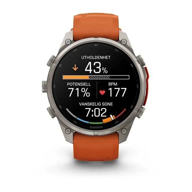 Garmin Fenix 9 Pro In Reach 47mm Titan med høstoransje/oransje 