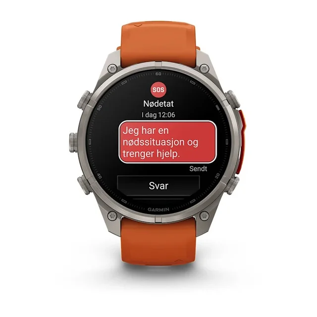 Garmin Fenix 9 Pro In Reach 47mm Titan med høstoransje/oransje 