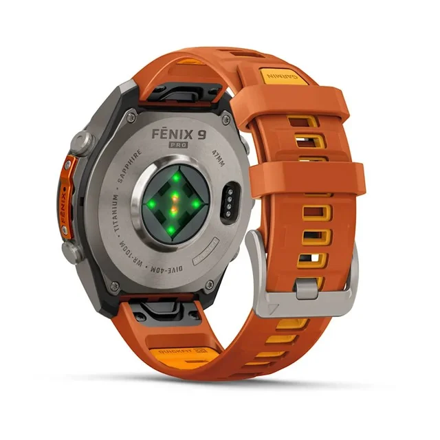 Garmin Fenix 9 Pro In Reach 47mm Titan med høstoransje/oransje 