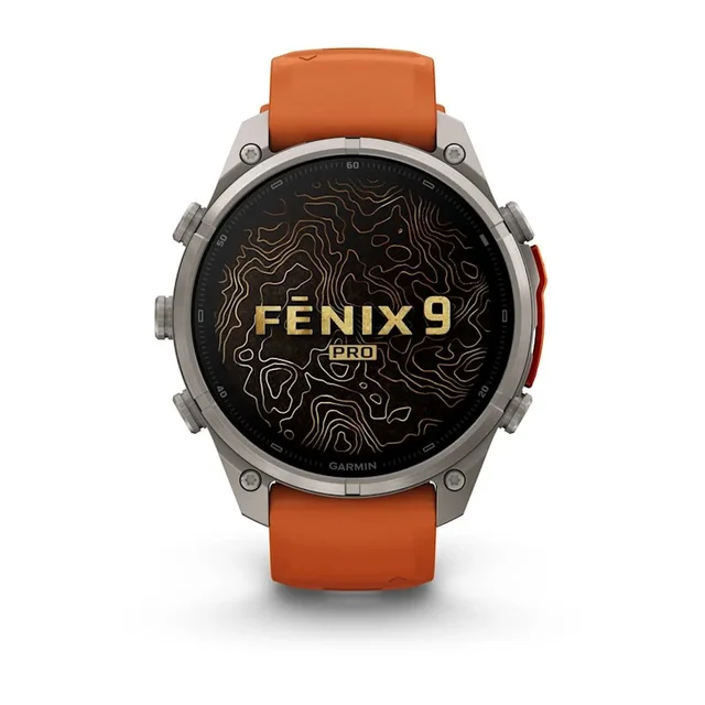 Garmin Fenix 9 Pro In Reach 47mm Titan med høstoransje/oransje 