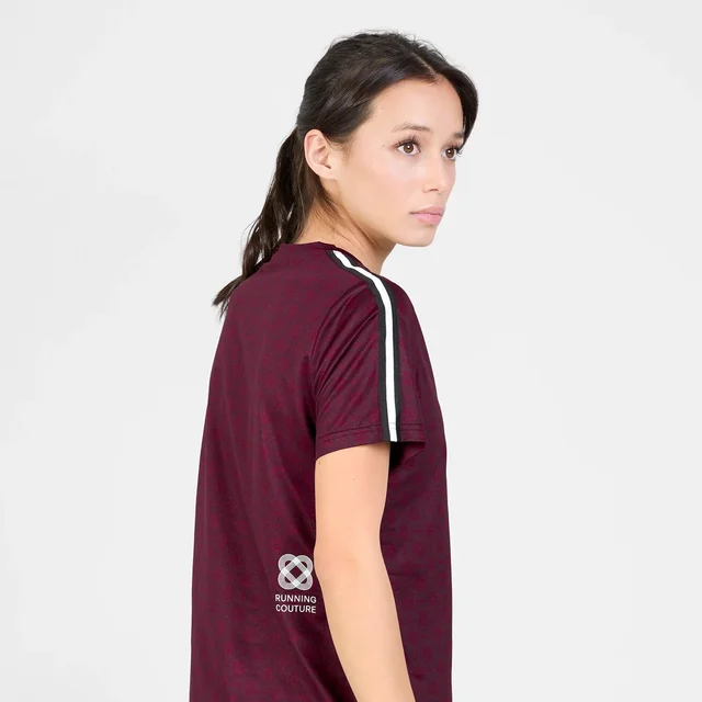 SAYSKY W Trøye SS Couture Combat S Lett og teknisk løpetrøye - BURGUNDY AOP 