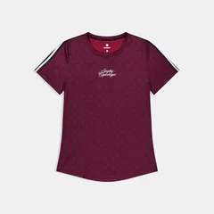 SAYSKY W Trøye SS Couture Combat S Lett og teknisk løpetrøye - BURGUNDY AOP