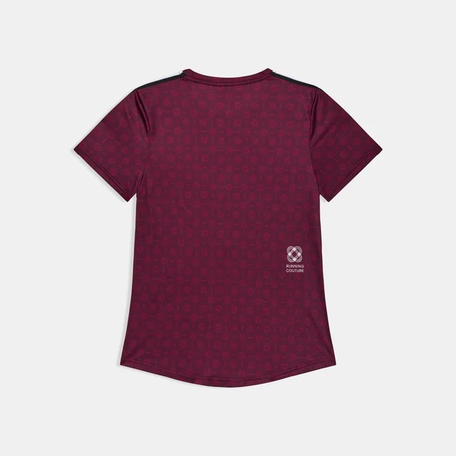 SAYSKY W Trøye SS Couture Combat S Lett og teknisk løpetrøye - BURGUNDY AOP 