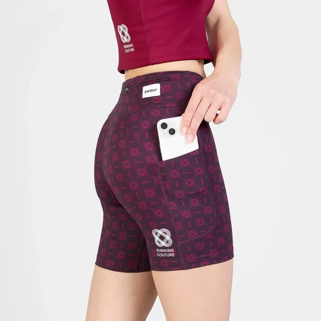 SAYSKY Kort Tights 7" Couture Combat S Teknisk løpetights - BURGUNDY AOP 