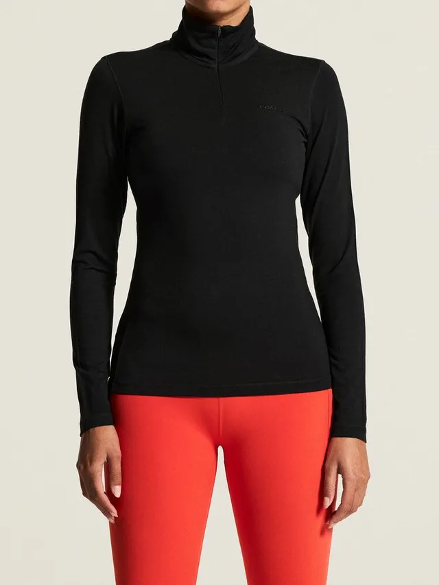 Craft Dame Trøye LS Wool 95 HZ M Ulltrøye i 95 % merinoull - Black/Mel 