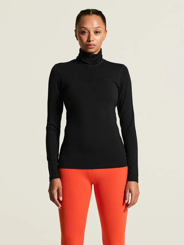 Craft Dame Trøye LS Wool 95 HZ M Ulltrøye i 95 % merinoull - Black/Mel 