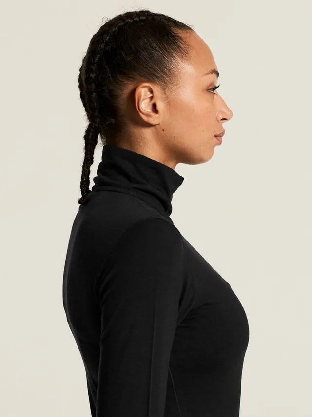 Craft Dame Trøye LS Wool 95 HZ M Ulltrøye i 95 % merinoull - Black/Mel 