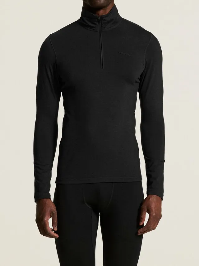 Craft Herre Trøye LS Wool 95 HZ M 95 % merinoull, 100 % komfort-Black/Mel 
