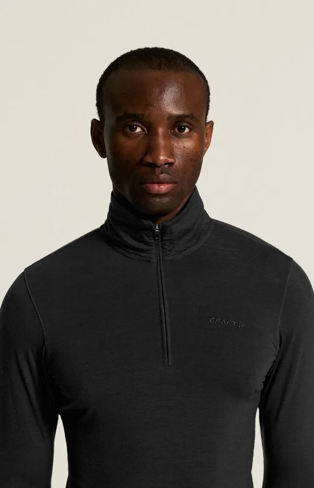 Craft Herre Trøye LS Wool 95 HZ M 95 % merinoull, 100 % komfort-Black/Mel 