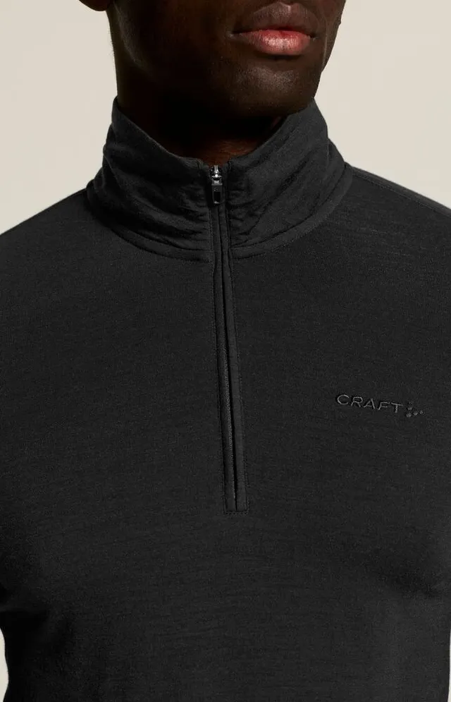 Craft Herre Trøye LS Wool 95 HZ M 95 % merinoull, 100 % komfort-Black/Mel 