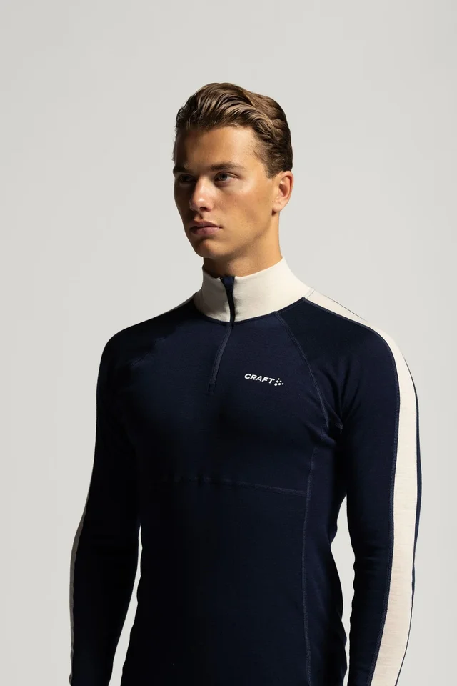 Craft M Trøye Adv Wool Merino HZ L Teknisk ulltrøye for kald trening - B/W 
